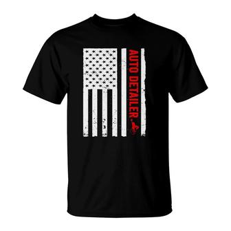Auto Detailer Usa Flag Car Detailing T-Shirt | Mazezy