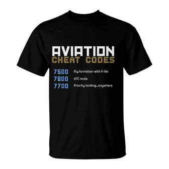 Aviation Cheat Codes Aviation Pilot T-Shirt | Mazezy
