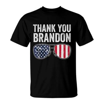 Aviator Sunglasses American Flag Patriotic Thank You Brandon 2021 T-Shirt | Mazezy