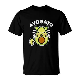 Avogato Cute Kawaii Avocado Cat T-Shirt | Mazezy