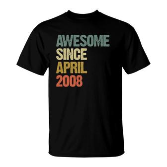 Awesome Since April 2008 14 Years Old 14Th Birthday Gift T-Shirt | Mazezy