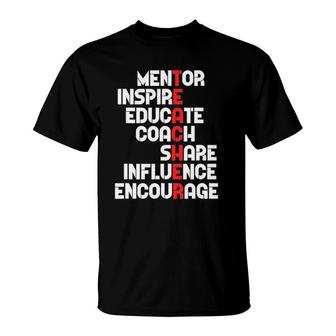 Awesome Teacher Definition Mentor Coach Educate Inspire T-Shirt | Mazezy