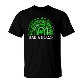 Bad And Boozy St Patrick's Day Rainbow Drinking Gift T-Shirt | Mazezy