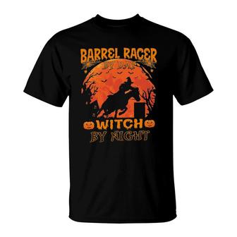 Barrel Racer Witch By Night Riding Horse Halloween T-Shirt | Mazezy