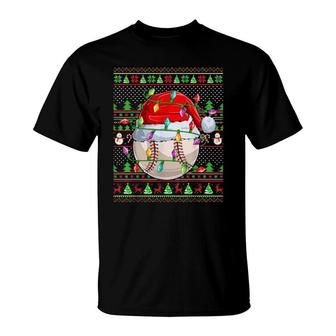 Baseball Family Matching Ugly Santa Baseball Christmas T-Shirt | Mazezy