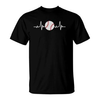 Baseball Lover Heartbeat Vintage Retro Baseball Player T-Shirt | Mazezy