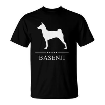 Basenji Dog White Silhouette T-Shirt | Mazezy