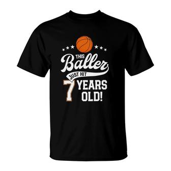 Basketball Birthday 7 Years Basketball Themed Party T-Shirt | Mazezy