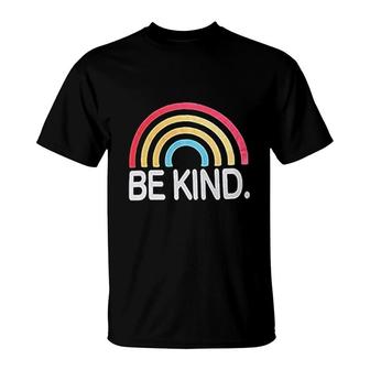 Be Kind Rainbow Graphic Inspirational T-Shirt | Mazezy CA
