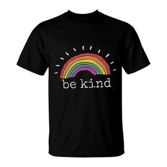 Be Kind Rainbow Graphic Inspirational T-Shirt | Mazezy