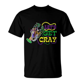 Beads Bling Let's Get Cray Dabbing Crawfish Mardi Gras 2022 T-Shirt | Mazezy