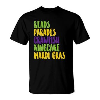 Beads Parades Crawfish King Cake Mardi Gras Carnival Gift T-Shirt | Mazezy
