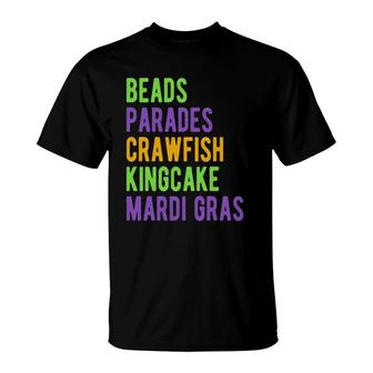 Beads Parades Crawfish Kingcake Mardi Gras T-Shirt | Mazezy