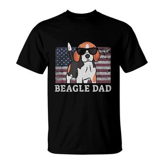 Beagle Dad American Flag T-Shirt | Mazezy