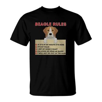 Beagle Rules For Owner Funny Beagle Dog Lover Pet Owner T-Shirt | Mazezy