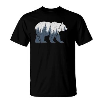 Bear In The Woods Patriotic Vintage Forest National Park T-Shirt | Mazezy