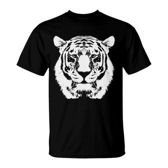 Beautiful Wild White Tiger Big Cat Animal Art Illustration T-Shirt | Mazezy