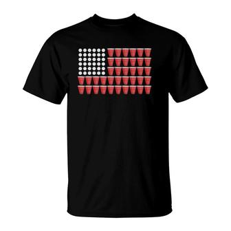 Beer Pong American Flag 4Th Of July Fourth Party T-Shirt | Mazezy