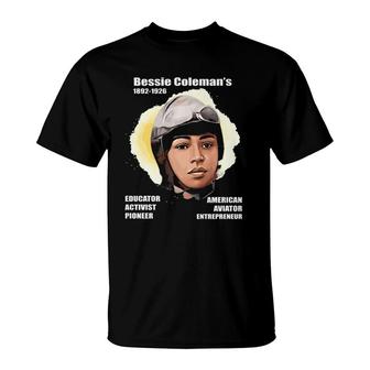 Bessie Coleman In Full Colors Dark T-Shirt | Mazezy