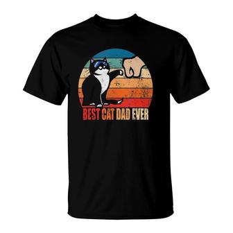 Best Cat Dad Ever Paw Fist Bump Funny Father's Day Tee T-Shirt | Mazezy