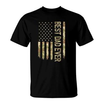 Best Dad Ever Us American Flag Camo Father's Day T-Shirt | Mazezy