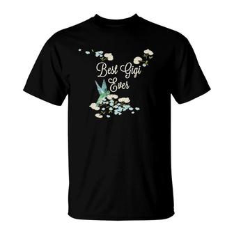 Best Gigi Ever Hummingbird Floral Mother's Day T-Shirt | Mazezy
