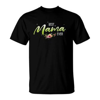 Best Mama Ever Cute Flowers Mom Mother's Day Gifts Raglan Baseball Tee T-Shirt | Mazezy UK