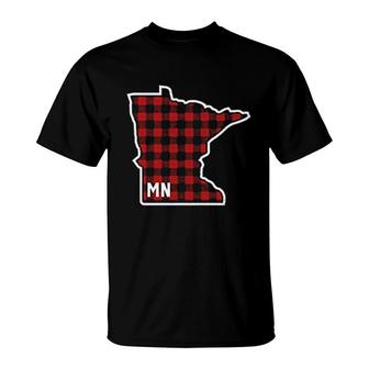 Best Minnesota Buffalo Plaid Mn State Outline T-Shirt | Mazezy
