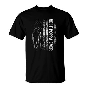Best Poppa Ever Usa Flag Father's Day Grandpa Gift T-Shirt | Mazezy