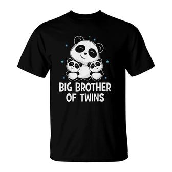 Big Brother Of Twins Gif Panda Siblings Baby Shower T-Shirt | Mazezy
