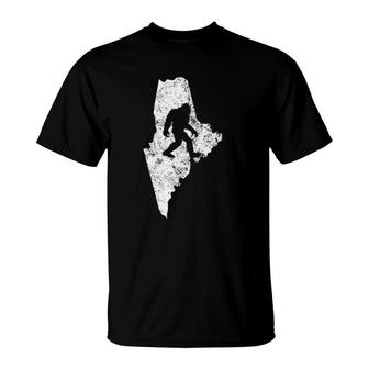 Bigfoot Hunting In Maine Sasquatch Silhouette Vintage T-Shirt | Mazezy