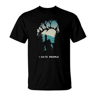 Bigfoot Middle Finger I Hate People Tee S T-Shirt | Mazezy