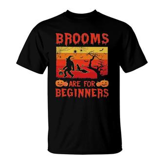 Bigfoot Witch Brooms Are For Beginners Halloween T-Shirt | Mazezy