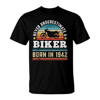 Biker Born 1942 80Th Birthday Motorbike T-Shirt | Mazezy