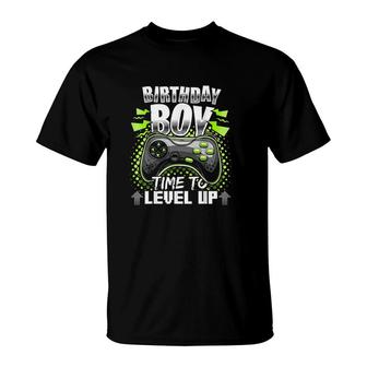 Birthday Boy Time To Level Up Video Game Birthday Gift Boys T-Shirt - Seseable