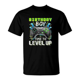 Birthday Boy Time To Level Up Video Game Birthday Gift Level Up Birthday T-Shirt - Seseable