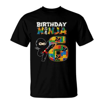 Birthday For Kids 6 Building Blocks Bricks Party T-Shirt | Mazezy AU