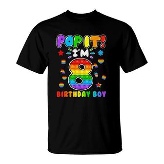 Birthday Kids Pop It I Am 8 Years Old 8Th Birthday Boy T-Shirt | Mazezy