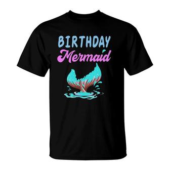 Birthday Mermaid Party Outfit Dad Mama Girl Mermaid T-Shirt | Mazezy