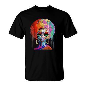Black Queen Afro Melanin Art T-Shirt | Mazezy