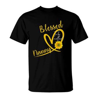 Blessed To Be Called Nanny Heart Sunflower Mother's Day T-Shirt | Mazezy