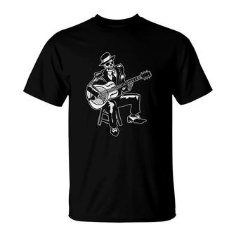 Blues Music Skeleton Bluesman T-Shirt | Mazezy