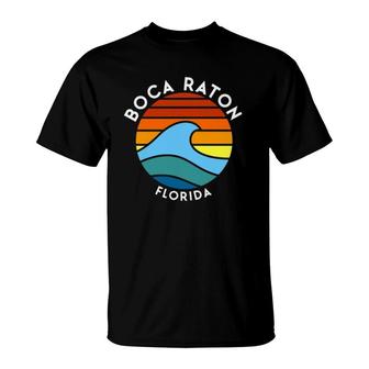 Boca Raton Florida Retro Wave T-Shirt | Mazezy