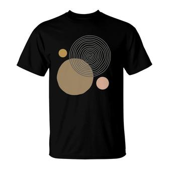 Boho Stripes And Circle Design Abstract Mid Century Modern T-Shirt | Mazezy