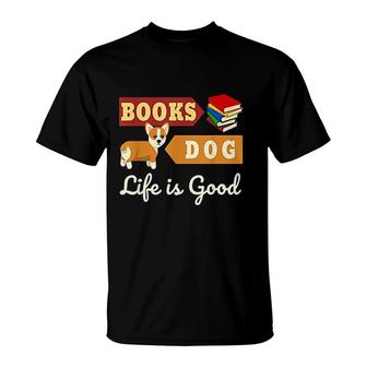 Book And Dog For Reader Book Lover Dog Lover T-shirt - Thegiftio UK