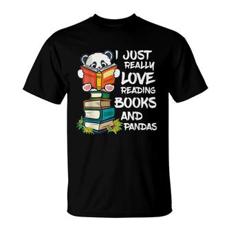 Book Lover Kids Panda Lover Book Reading T-Shirt - Seseable