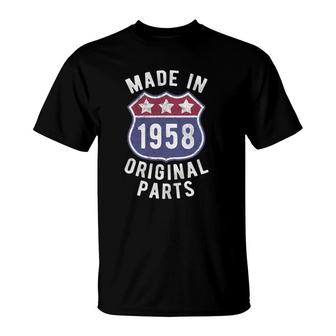 Born In 1958 Vintage Made In 1958 Original Parts Birth Year T-Shirt | Mazezy