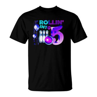 Bowling Birthday Party 5Th Rollin' Into 5 Years Old Bowler Kid T-Shirt | Mazezy DE