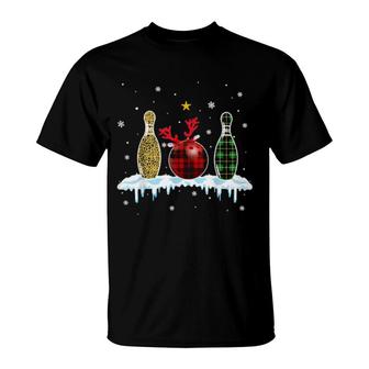 Bowling Christmas Pajama Red Plaid Xmas Boys T-Shirt | Mazezy