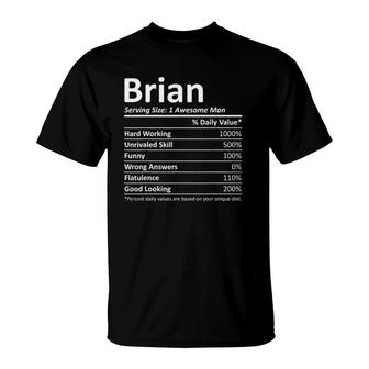Brian Nutrition Funny Birthday Personalized Name Gift Idea T-Shirt | Mazezy